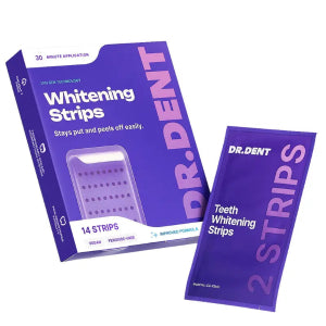 DR.DENT Purple Teeth Whitening Strips - 7/21 Whitening Sessions - Peroxide-Free PAP Formula - Color-Correcting Purple
